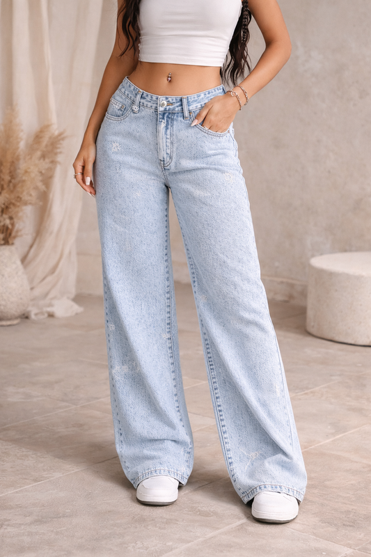 Velora Bow Detail Wide-Leg Jeans